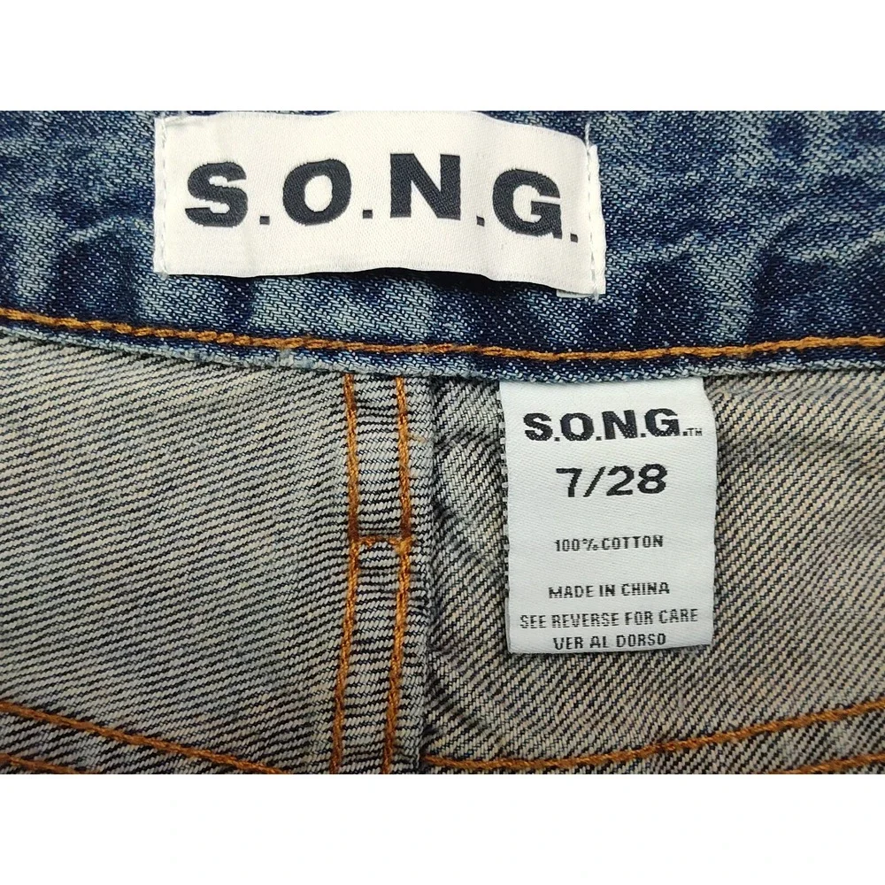 SONG Shorts Womens Size 11 Blue Distressed Denim Cutoffs Medium Rise Waist 30
